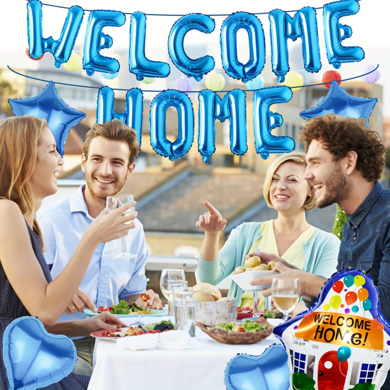 18pcs Welcome Home Decorations Banner Balloons House Balloons Foil Balloons