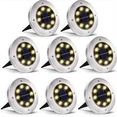 8 Pack Solar LED Ground Spot Lights Waterproof Outdoor Landscape