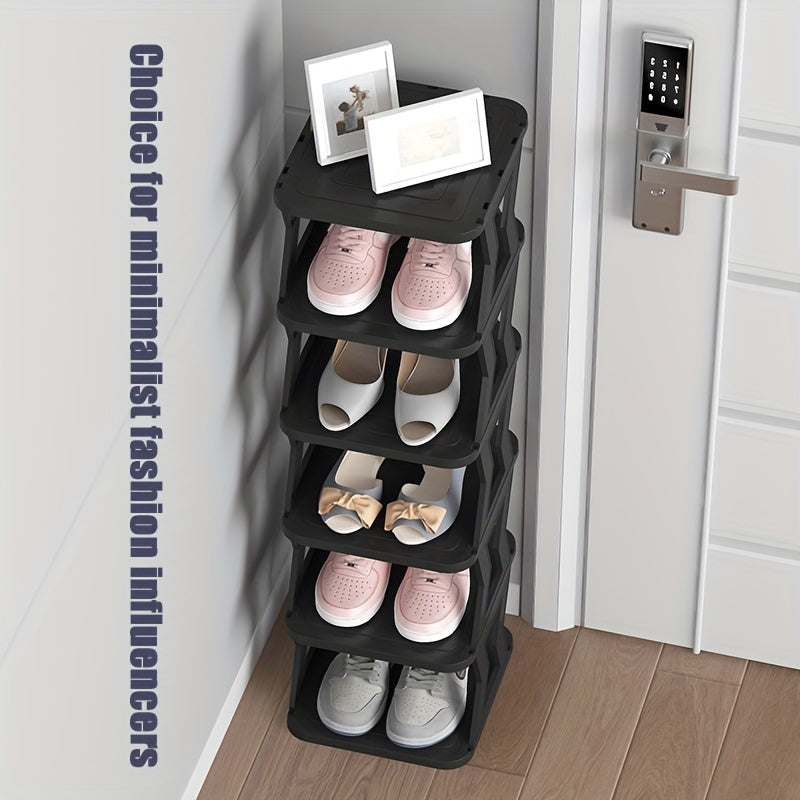 1pc High and Narrow Shoe Tower Rack for Small Space - Folding Shoe Storage