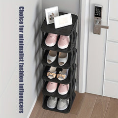 1pc High and Narrow Shoe Tower Rack for Small Space - Folding Shoe Storage