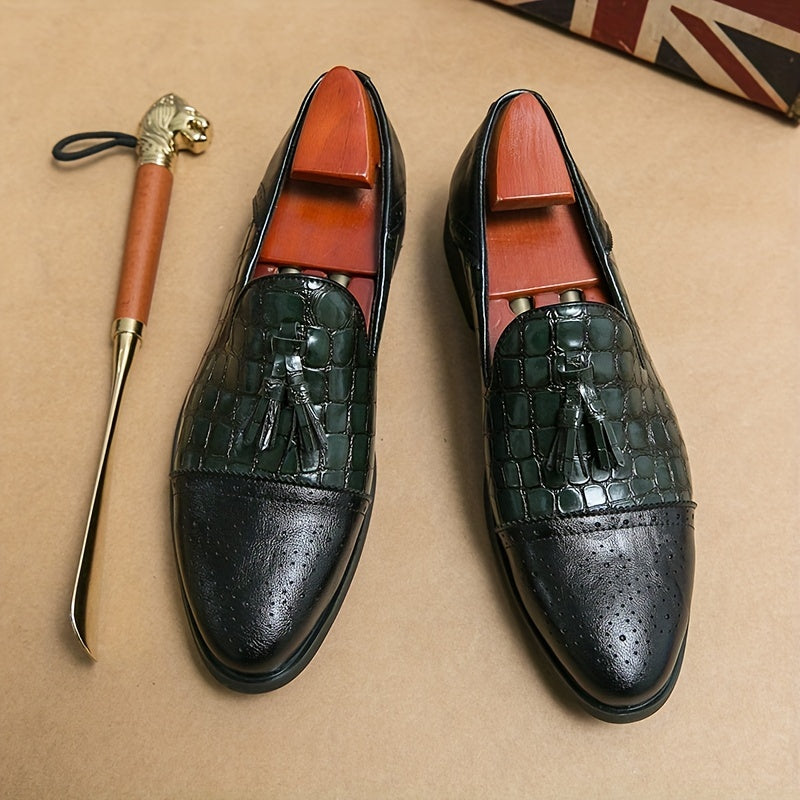 Men's Brogue Tassel Loafer Shoes Slip On Non-slip Casual Shoes