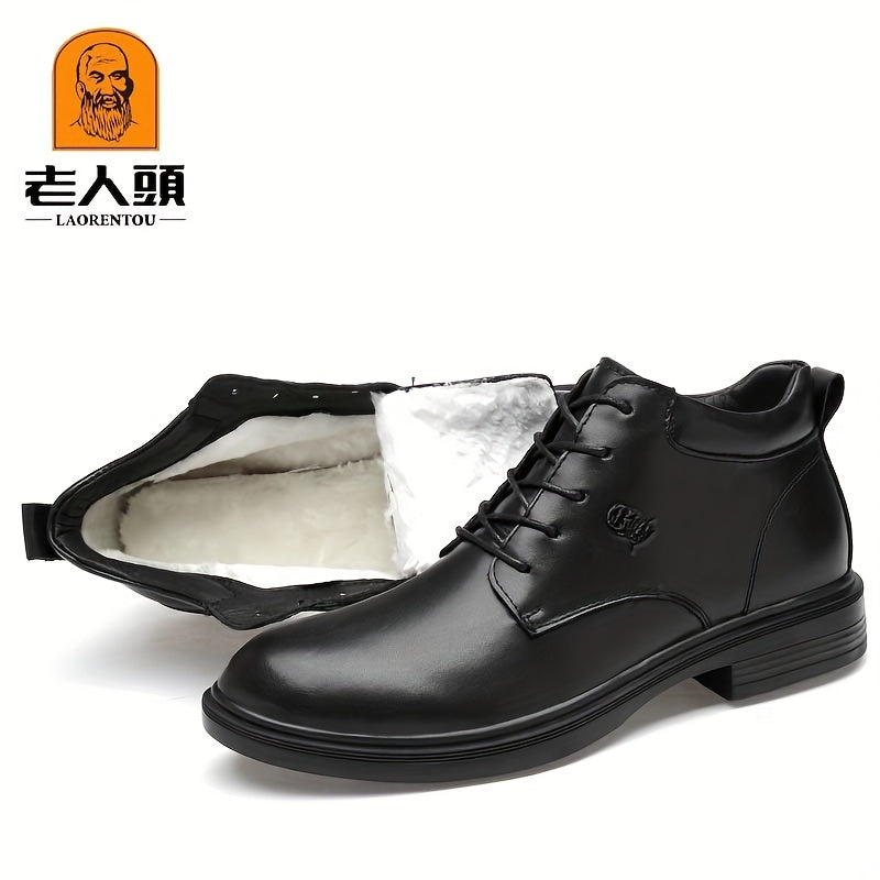 Men's Lace up PU Leather Boots Casual Comfy Walking Shoes
