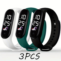3pcs Astronaut Series Electronic Watch Set Digital Bracelet Durable TPU Strap