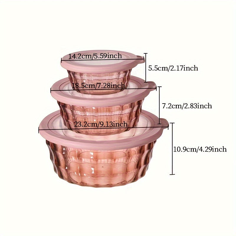 3pcs Round Colored Candy Jar Storage Box Fruit Salad Bowl