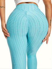 High Waist Honeycomb Yoga Leggings Slimming Workout Pants