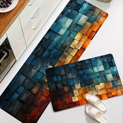 Red Gradient Kitchen Mat Rug Washable Carpet