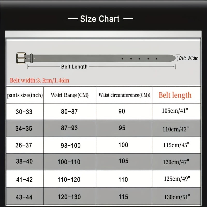 Men's Leather Belt Pin Buckle 3 Wide Suits Jeans Casual Gentlemen