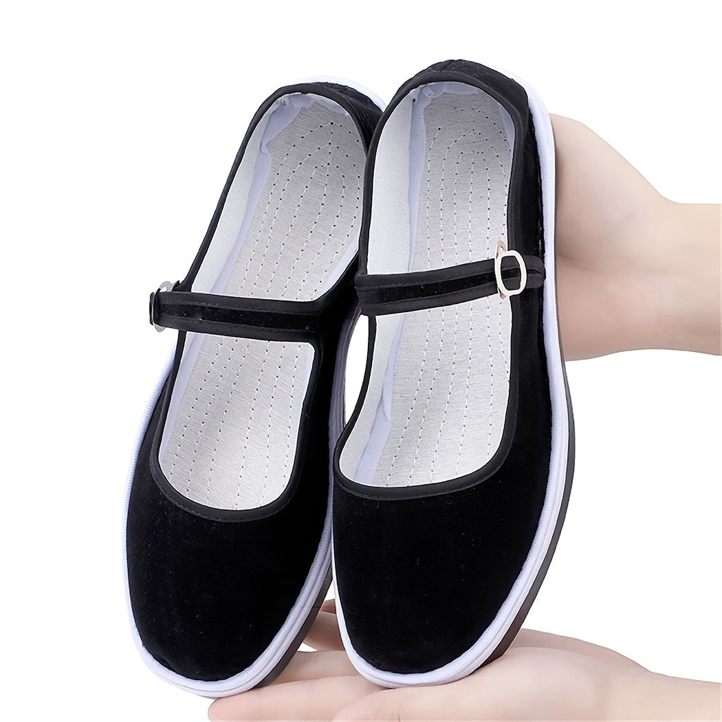 Flower Embroidered Buckle Strap Lightweight Shoes for Women