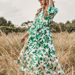 Floral Print Maxi Dress with Belt