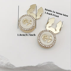 2 Rhinestone Rose Pattern Button Covers - Fashionable Novelty Hidden Buttons