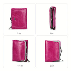 Vintage Leather RFID Blocking Wallet with Zipper Closure