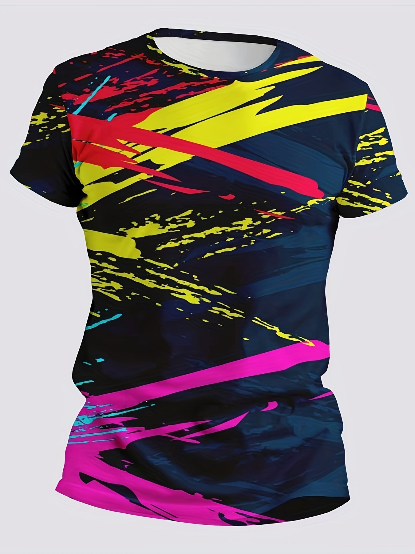 Graffiti Graphic Crew Neck Sports T Shirt Quick Drying