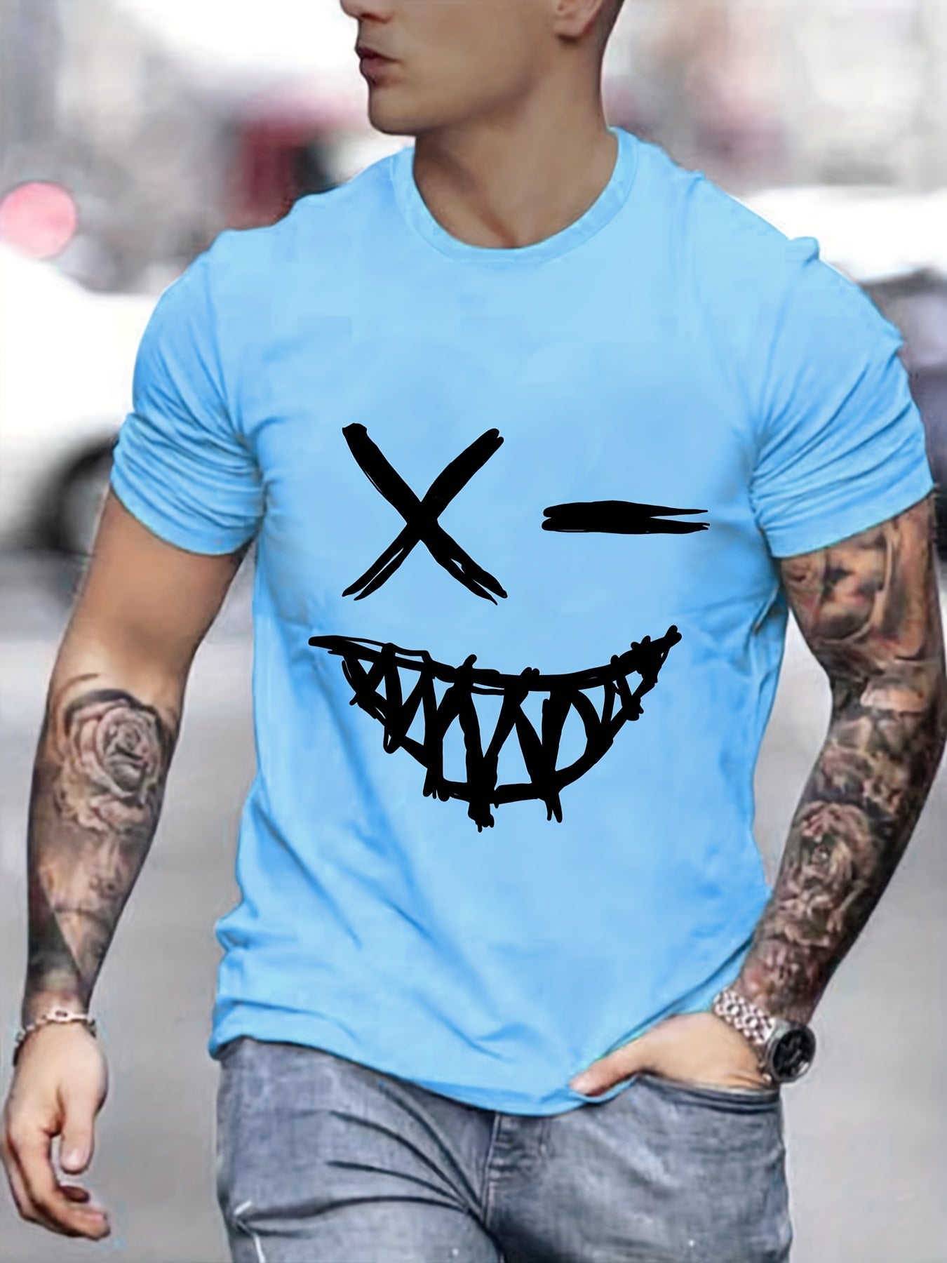 Smile Graphic T-shirt for Men - Casual Summer Tee