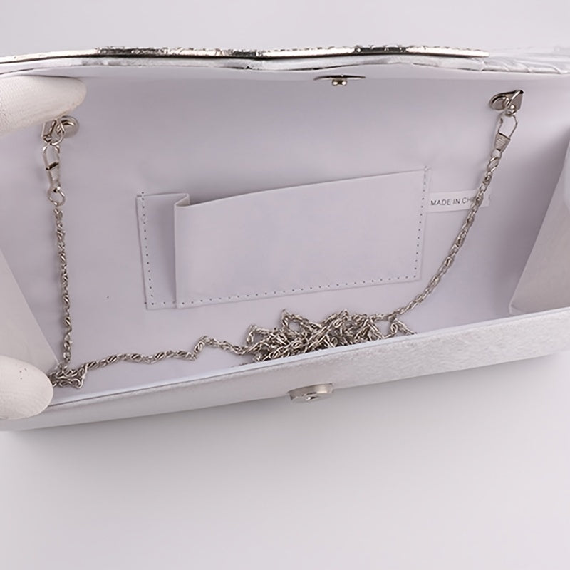 Ruched Rhinestone Evening Bag Clutch Banquet Wedding Dinner Bag