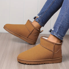Women's Velvet Snow Boots Slip On Round Toe Thermal Lined Winter Shoes