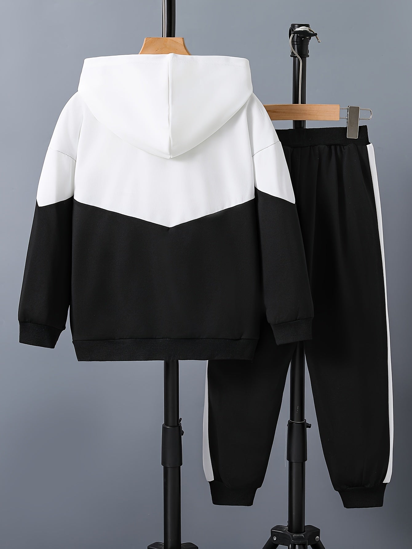 Boy's 2pcs Hoodie & Sweatpants Set Block Top Casual Outfits Kids Clothes