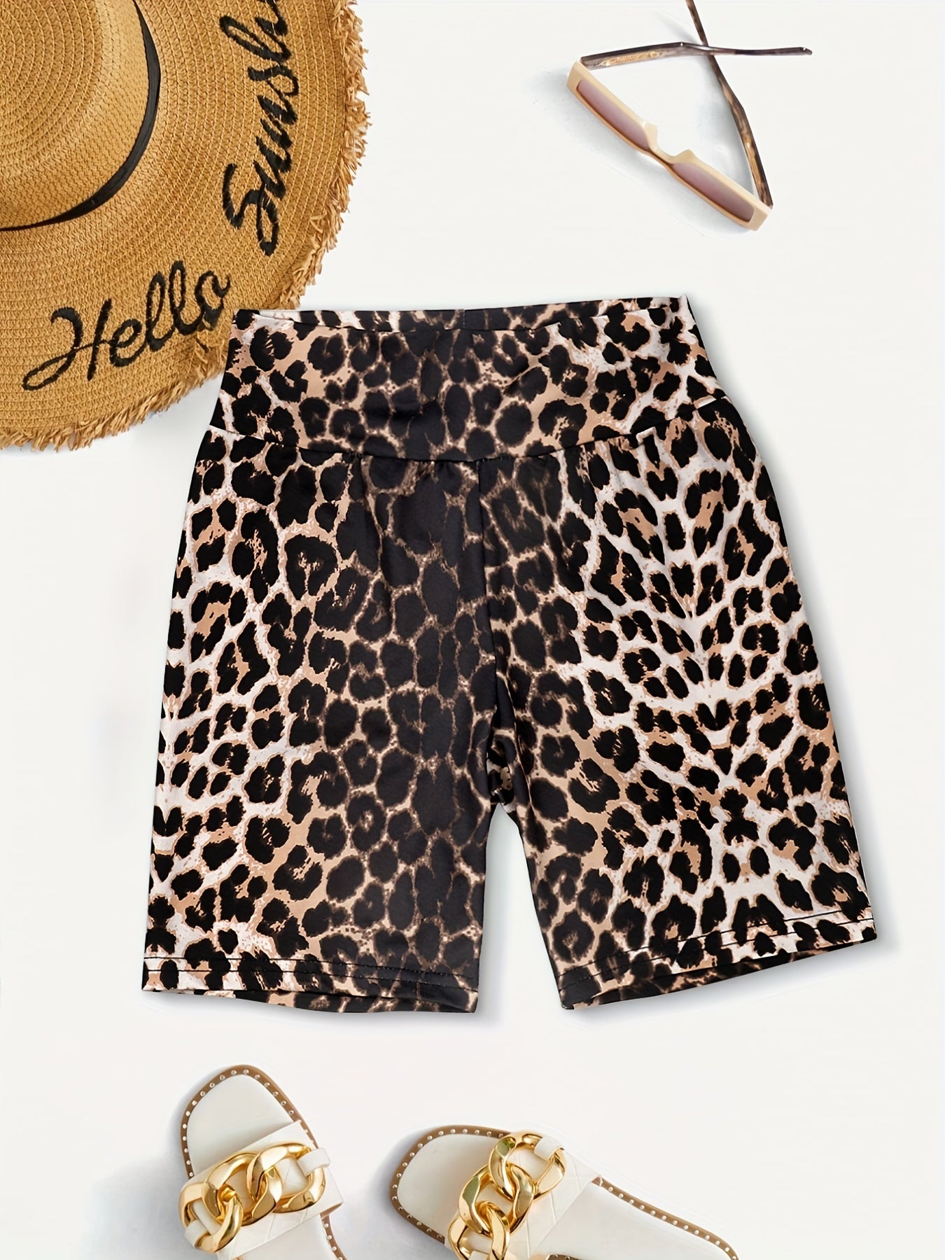 Kid Girls Animal Printed High Rise Butter Biker Shorts Yoga Shorts Outwear Short