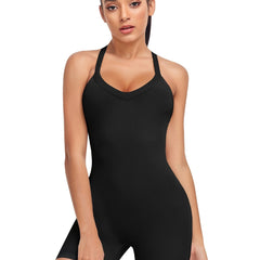 Women's Crisscross Back Bodysuit Tank Shorts