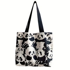 Panda Tote Bag with Large Capacity Zippered Storage