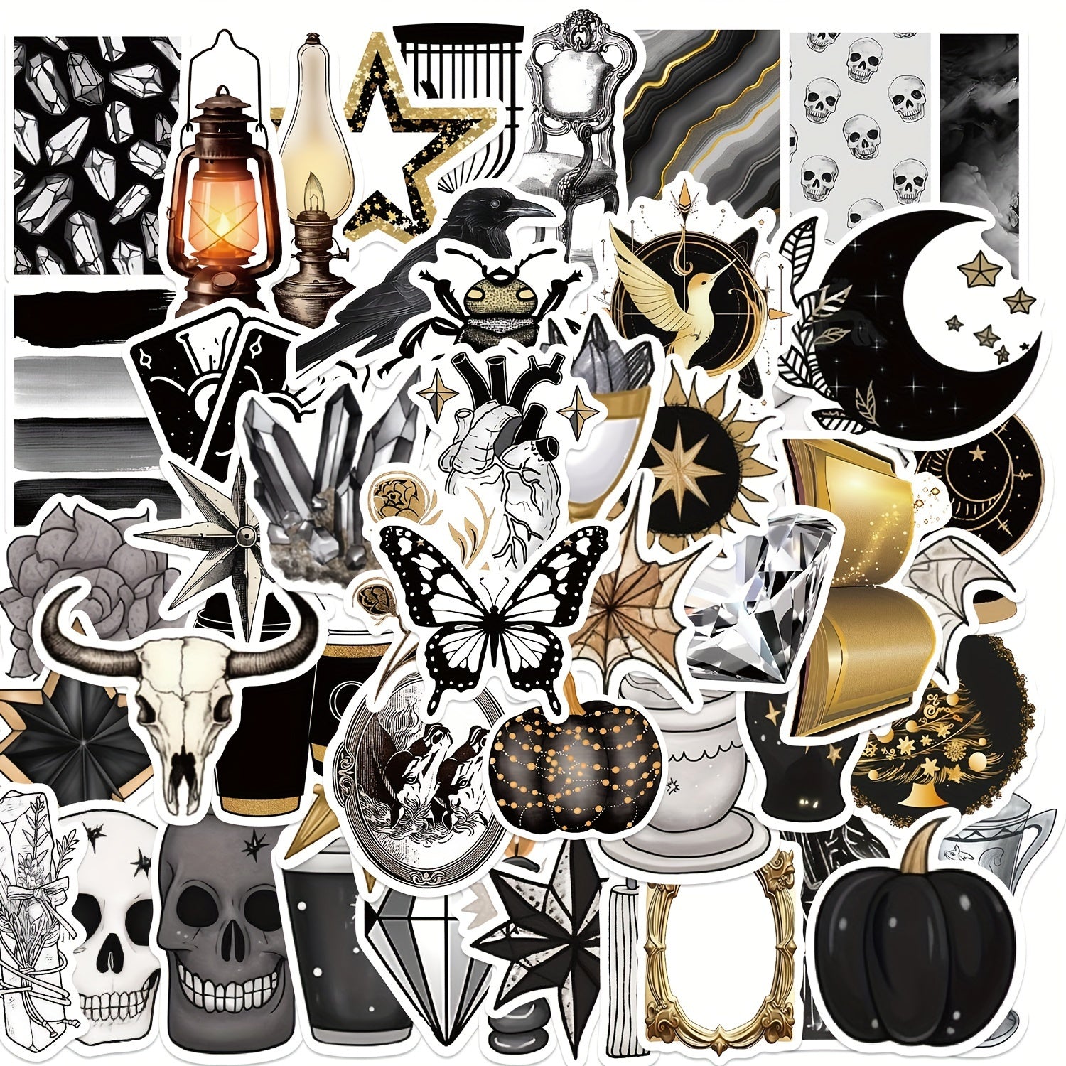 50pcs Gothic Style Graffiti Stickers for Laptop Helmet Cup