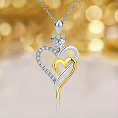 Girl's And Fairy Double Love Necklace Heart Shaped Pendant