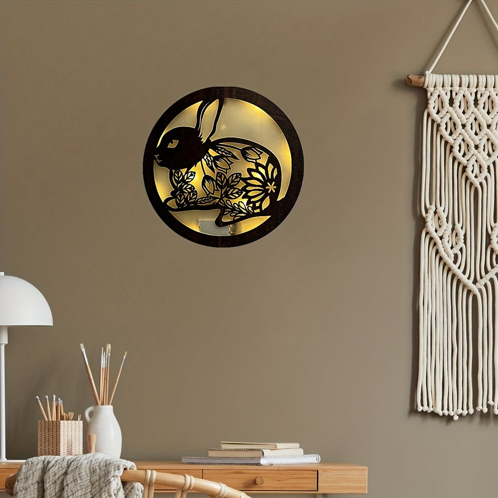 Children's Room Wall Clock LED Creative Lamp Retro Wooden Sign Hanging Lamp