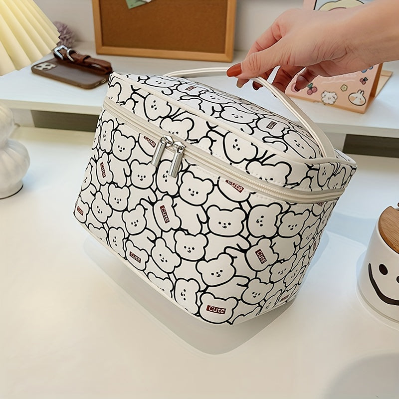 Portable Large Capacity Cosmetic Bag with Handle for Toiletries
