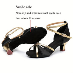 Women's Non Slip Satin Latin Dance Shoes Medium Heel