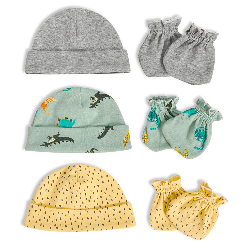 Baby Cartoon Beanie Cap & Mittens Set for Autumn and Spring
