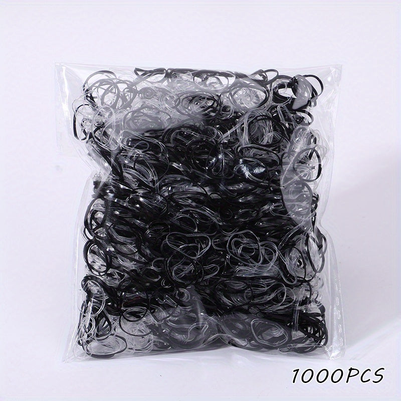 1000pcs Girls Mini Elastic Disposable Colorful Hair Ties Set