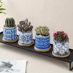 4pcs Porcelain Style Flowerpots Indoor Outdoor Home Garden Patio Decor