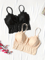 2pcs Wireless Lace Bras Comfy & Breathable Women's Lingerie