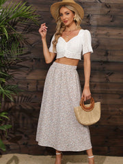 Boho Floral Print Maxi Skirts High Waist Loose Casual Skirts Women's Clothing