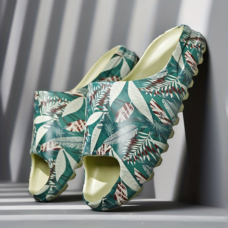 Men's Graphic Print Platform Slides for Summer