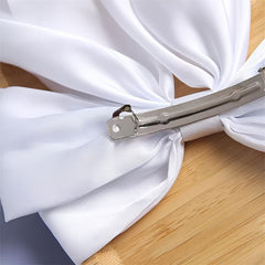 Bride Satin Bow Headpiece Wedding Hair Accessory Secure Hair Clip for Updos