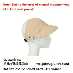 Women's Ponytail Visor Hat Quick Drying Wide Brim Sun Hat