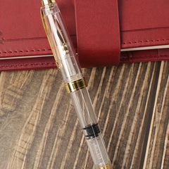 Clear Demonstrator Fountain Pen Fine Nib Silver Clip