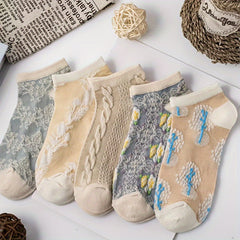 9 Pairs Floral Print Socks Low Cut Ankle Socks Women's Stockings