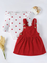Girls Infant Puffy Suspender Dress & Romper Set