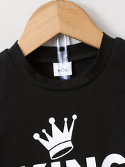 Crown Print T shirt & Shorts Boys 2pcs Set