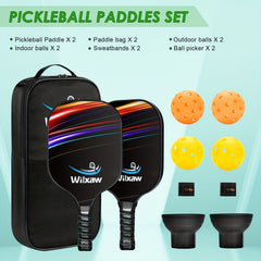Carbon Fiber Pickleball Rackets Set of 2 with Balls & Accessories