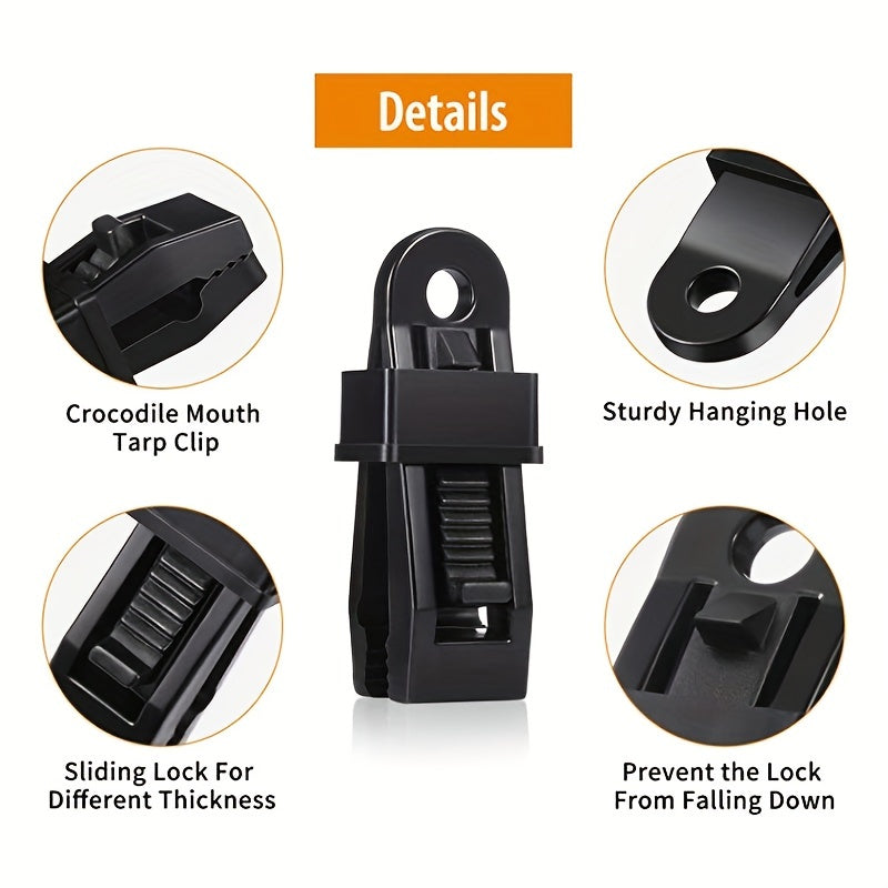 20pcs Crocodile Mouth Multipurpose Camping Clamp Tighten Lock Grip Snap