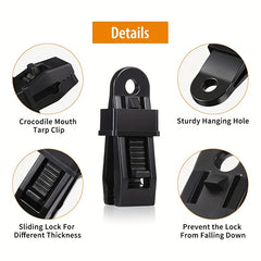 20pcs Crocodile Mouth Multipurpose Camping Clamp Tighten Lock Grip Snap