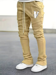 Skull Pattern Letter V Print Slim Fit Flared Joggers Men's Pants