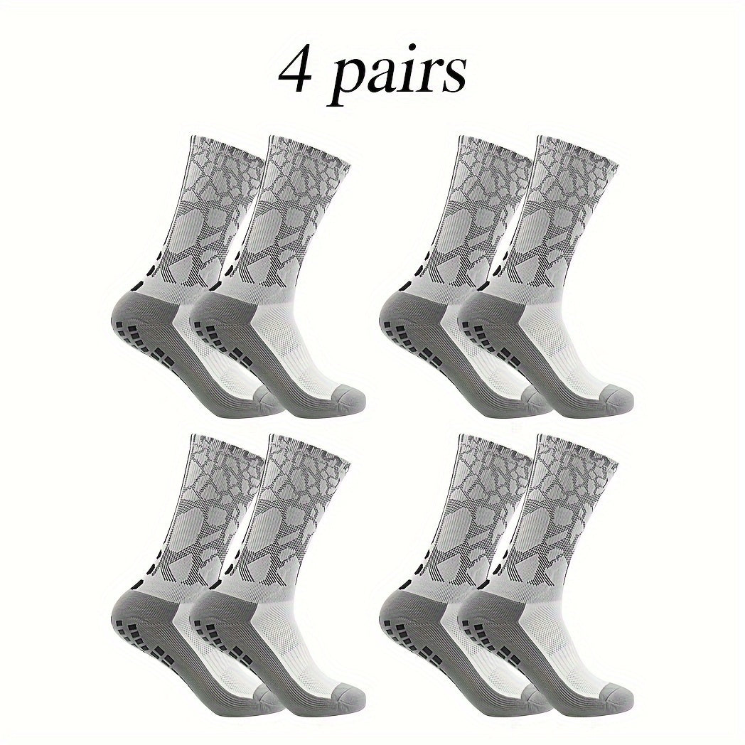 4 Pairs Non Slip Soccer Socks for Sports Running Football Crew Socks