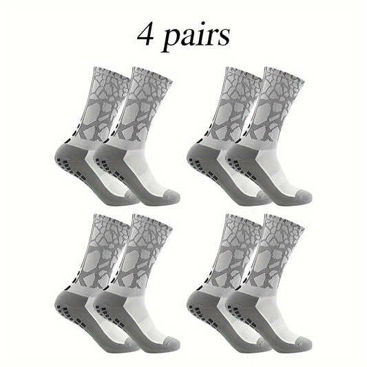 4 Pairs Non Slip Soccer Socks for Sports Running Football Crew Socks