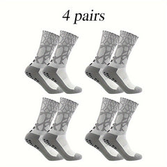 4 Pairs Non Slip Soccer Socks for Sports Running Football Crew Socks