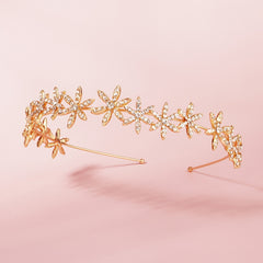 Rhinestone Crystal Tiara Crown for Women - Rose Golden