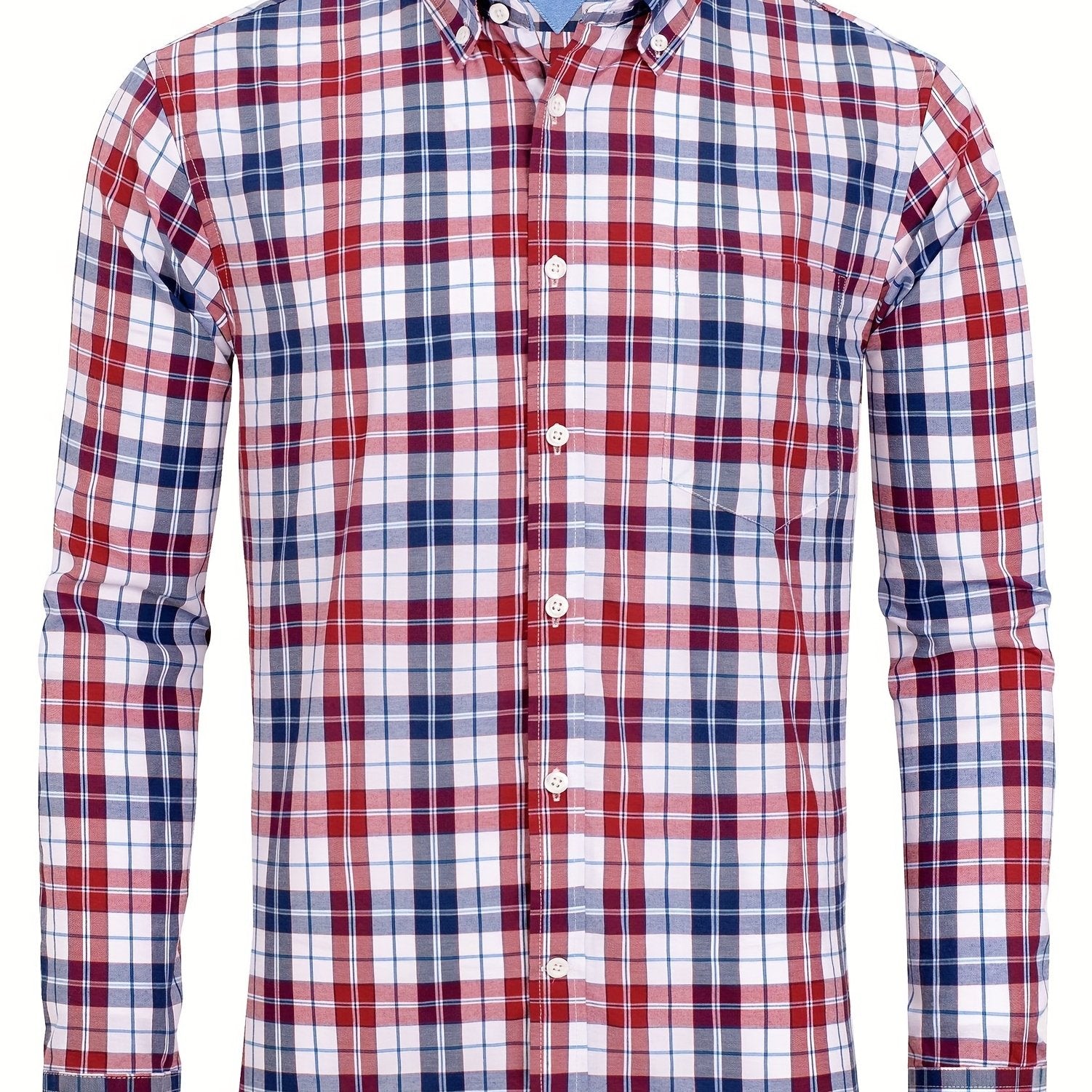 Men's Plaid Graphic Shirt Casual Cotton Lapel Button Down Long Sleeve Shirt