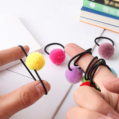 10pcs Girls Cartoon Plush Ball Hair Ties Sweet Decorative Hair Accessories